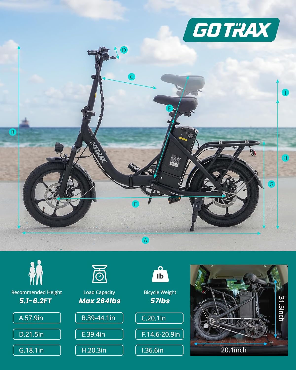 Gotrax S4 16 Folding Electric Bike for Adults & Teens Max 28 Mile 15.5Mph Bike_6