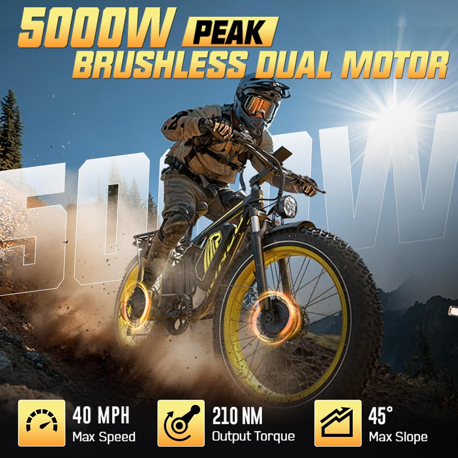 RINCC RN86 5000W Peak Electric Bike for Adults Dual Motor 52V 30Ah Battery Up to 45 MPH 210Nm Torque_6