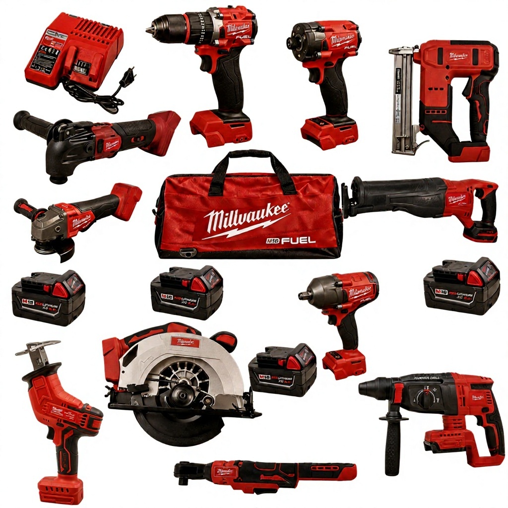 Milwaukee FUEL 10-in-1 Combo Kit, Auto Repair Power Tool Set, Complete Kit with 4 Batteries, Fast Charger & Carrying Bag_2