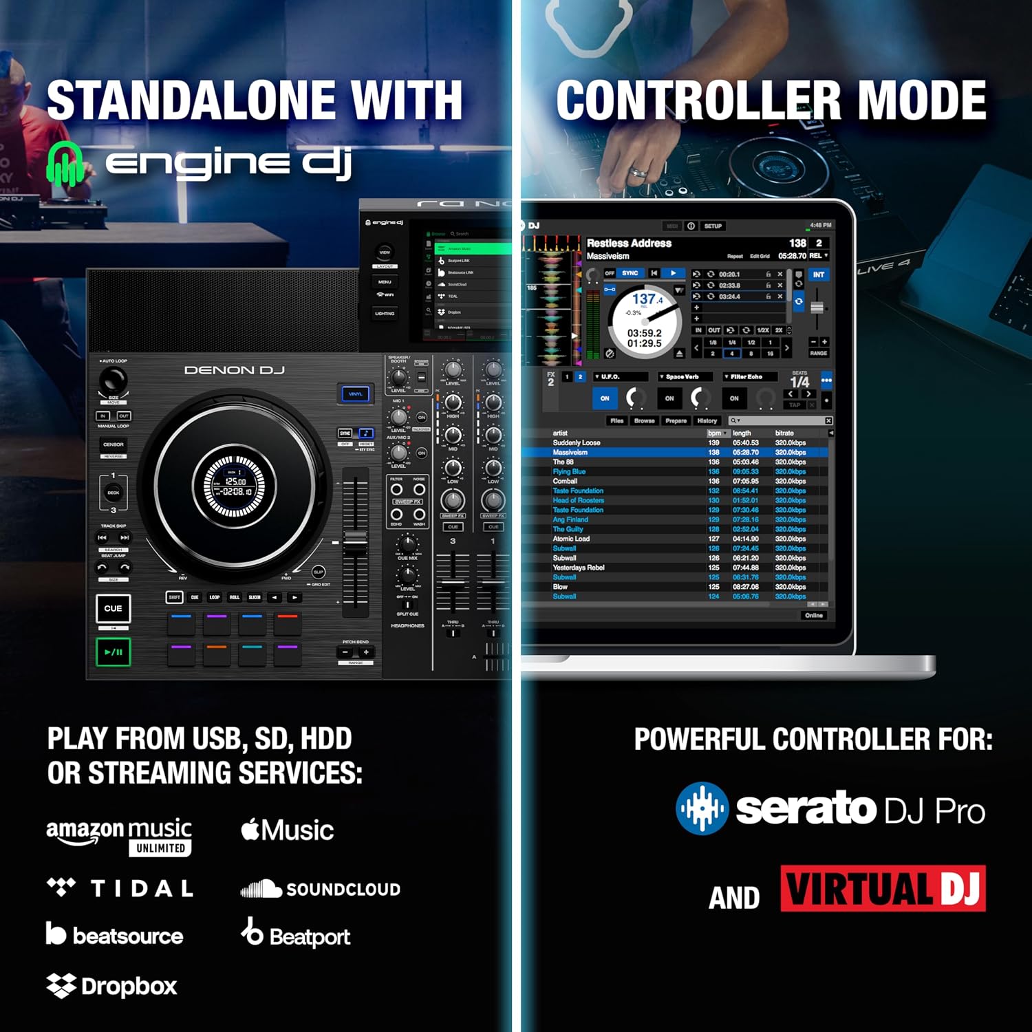 Denon DJ SC LIVE 4 Standalone DJ Controller Black_4