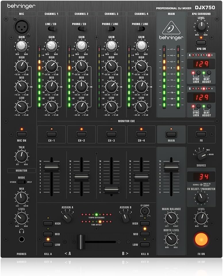 Behringer PRO MIXER DJX750 Professional 5-Channel DJ Mixer with Advanced Digital Effects and BPM Counter_5