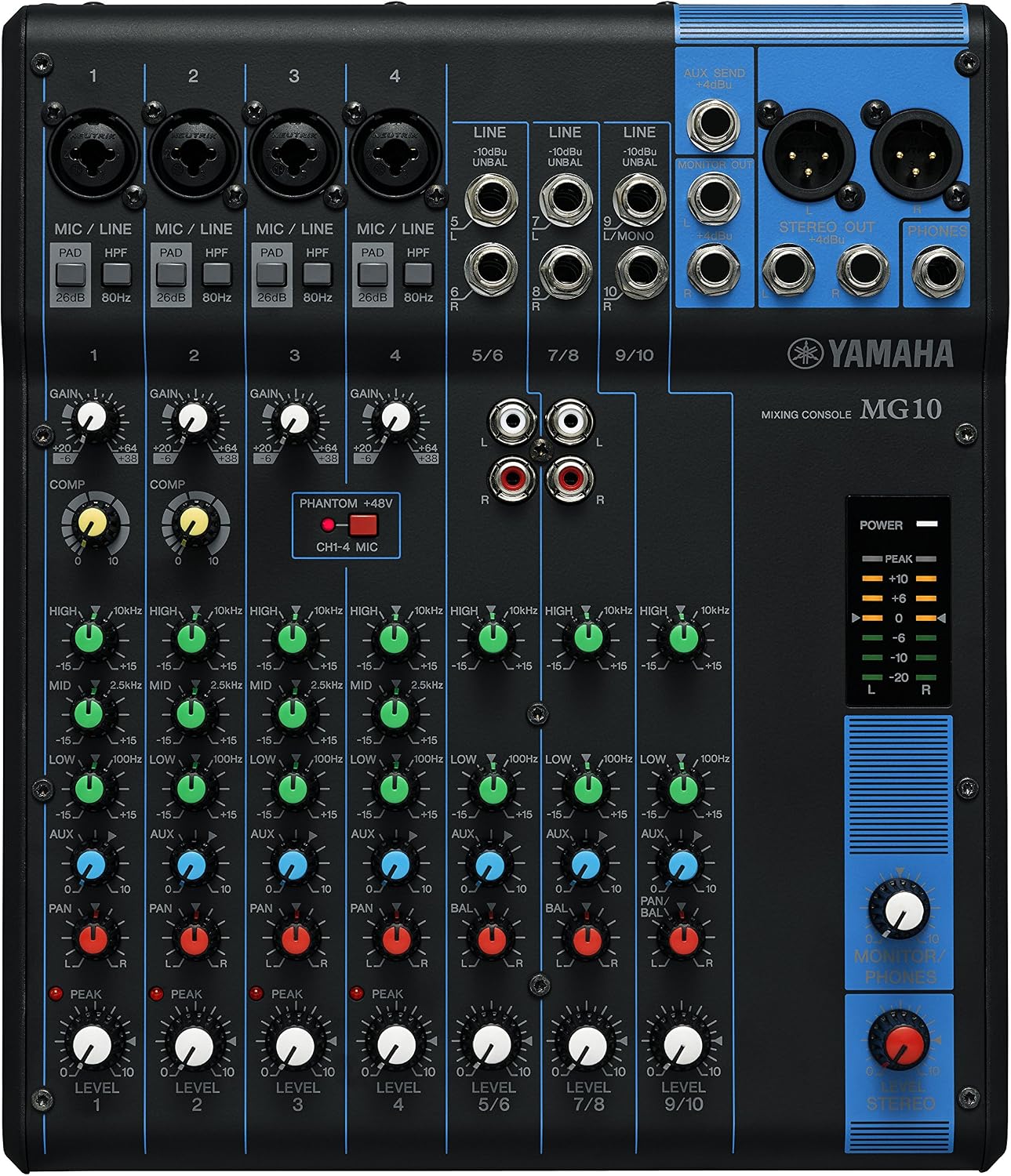 Yamaha MG10 10-Input Stereo Mixer XLR Connectivity Black_2