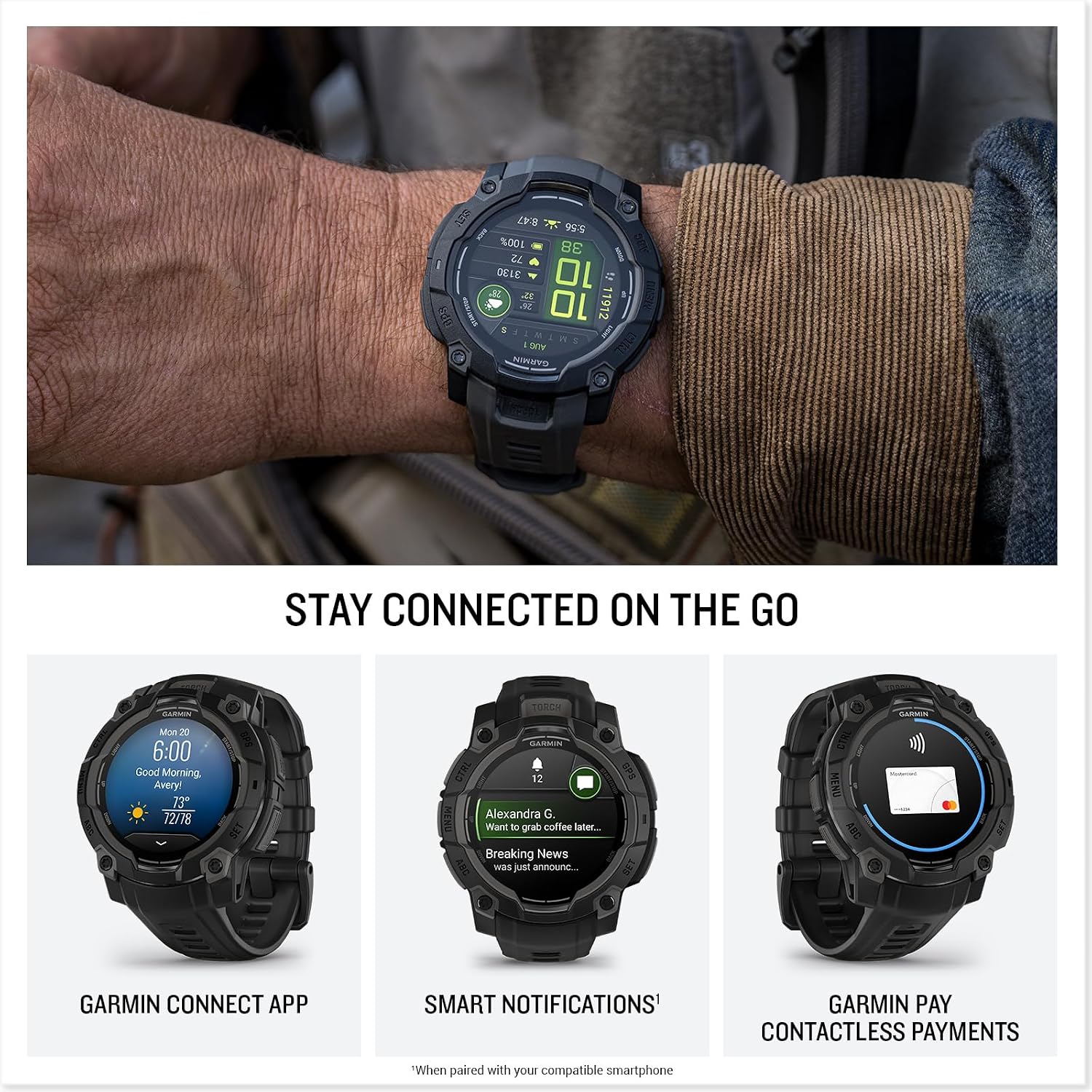 Garmin Instinct 3 AMOLED Rugged GPS Smartwatch 45mm_5