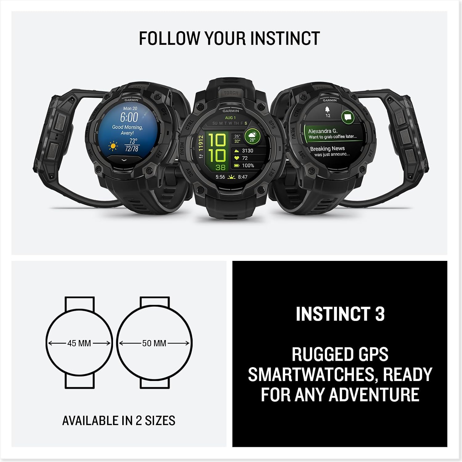 Garmin Instinct 3 AMOLED Rugged GPS Smartwatch 45mm_7