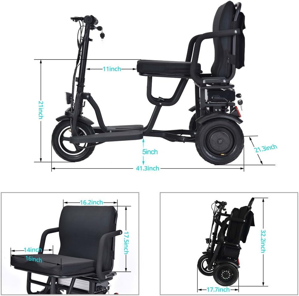 MotoTec Folding Mobility Electric Trike 48v 700w Dual Motor_4
