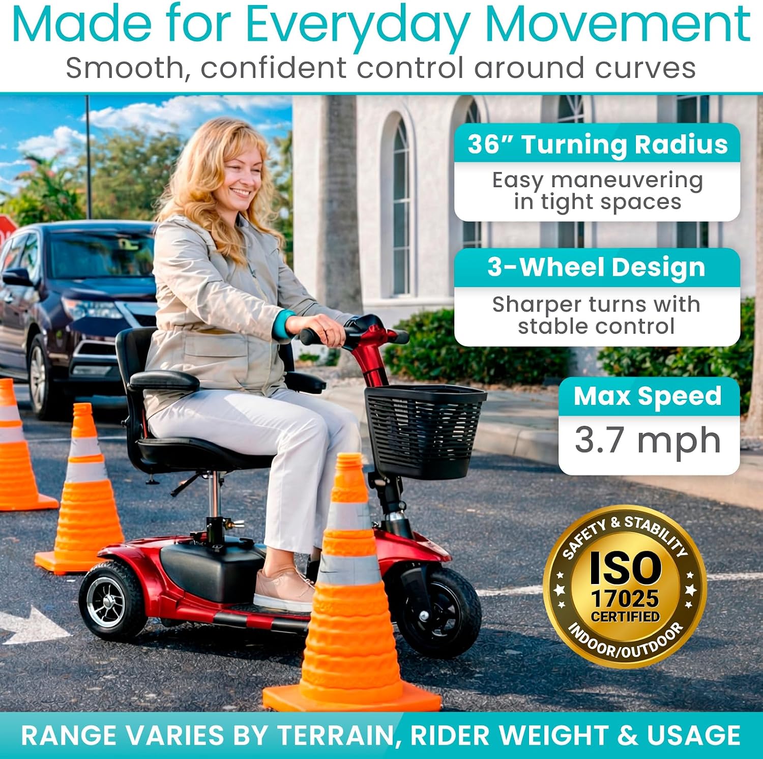 Vive 3 Wheel Mobility Scooter Electric Powered Mobile Wheelchair Device_6