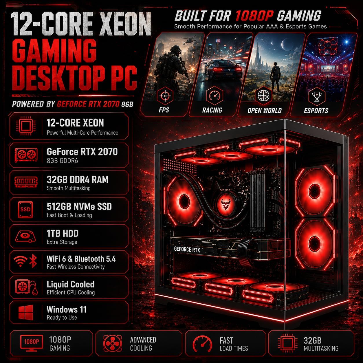 Gaming PC Desktop Computer 12-Core RTX 2070 8GB GDDR6_2