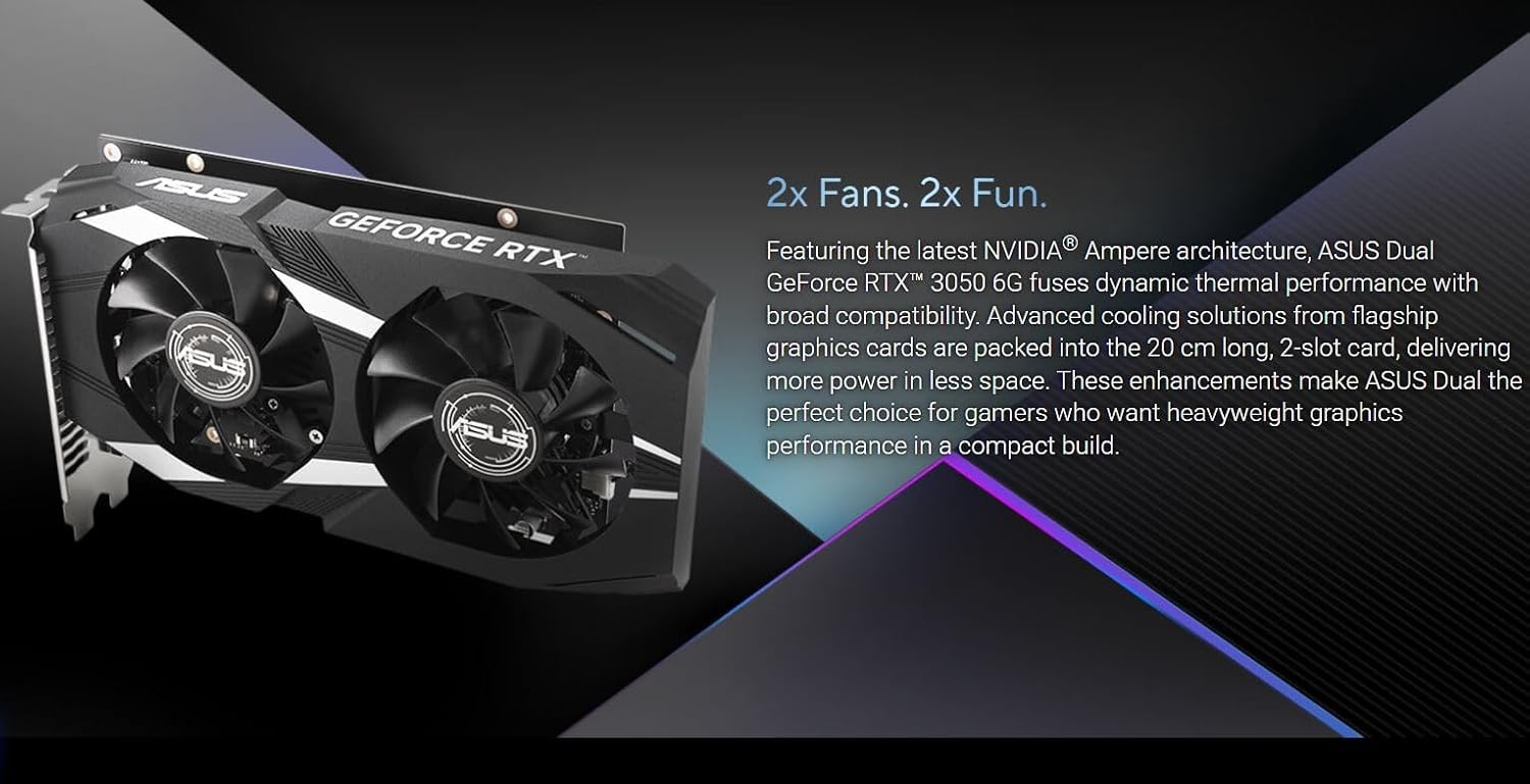 ASUS Dual GeForce RTX 3050 6GB GDDR6 OC Edition Gaming Graphics Card_3