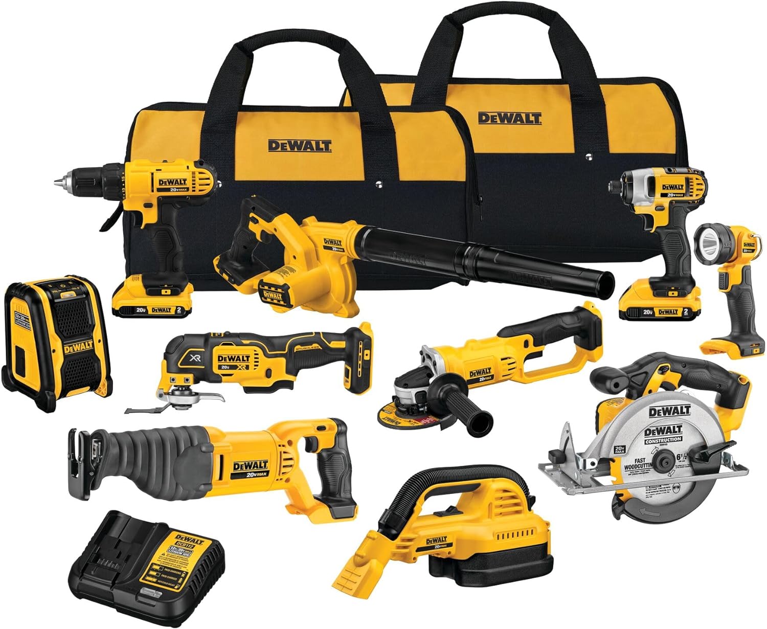 DEWALT 20V MAX Power Tool Combo Kit 10Tool Cordless Power Tool Set with 2 Batteries and Charger_5