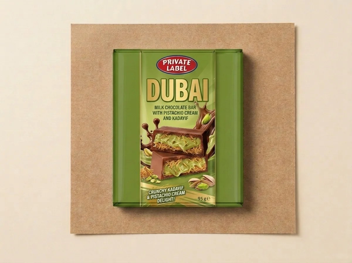 Pistachio-kadayif filled milk chocolate bar — Turkish Manufacturer_2