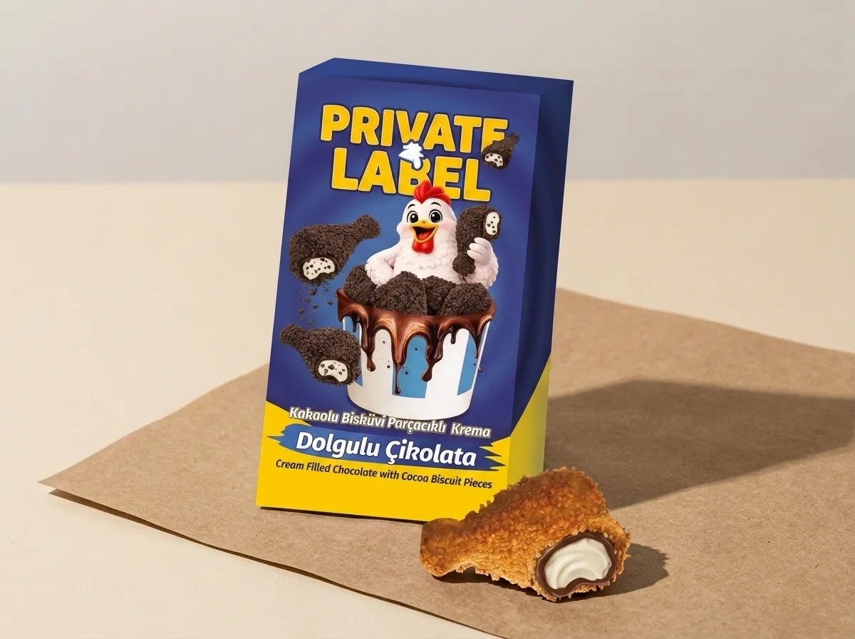 Chicken-leg figure chocolate, milk cream and cocoa biscuit pieces — Turkish Manufacturer_2