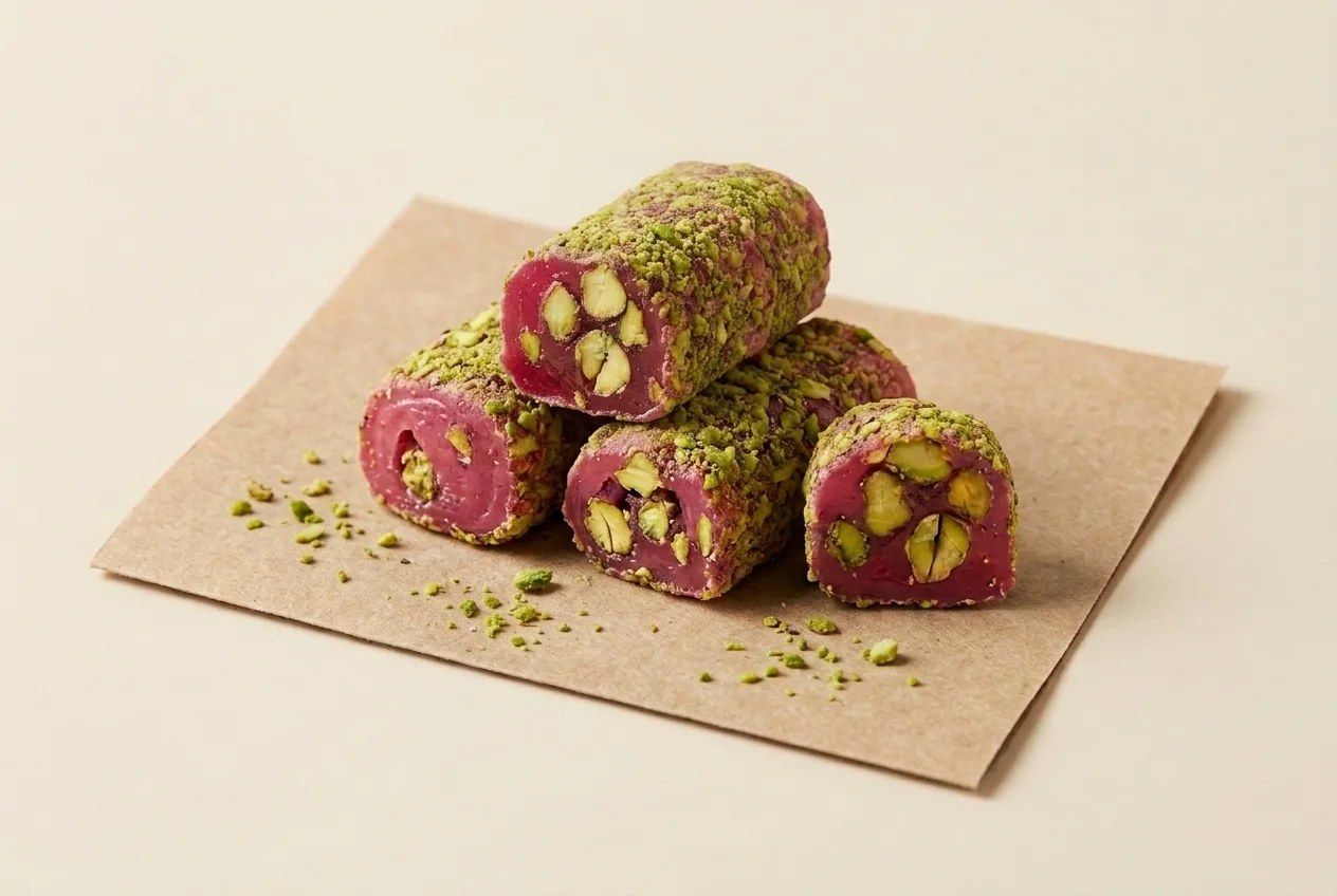 Pistachio and pomegranate finger roll Turkish delight — Turkish Manufacturer_2