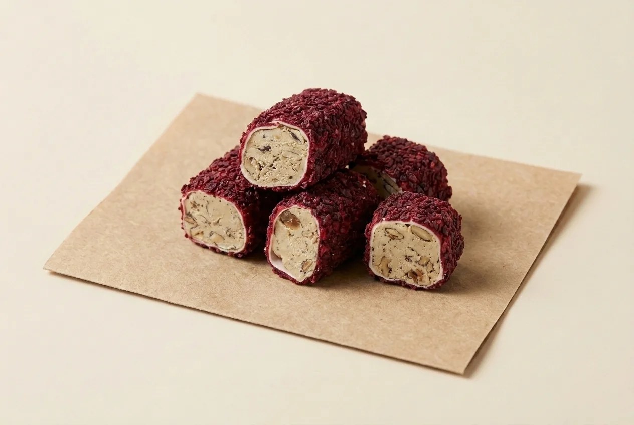 Barberry coated almond cream roll lokum — Turkish Manufacturer_2
