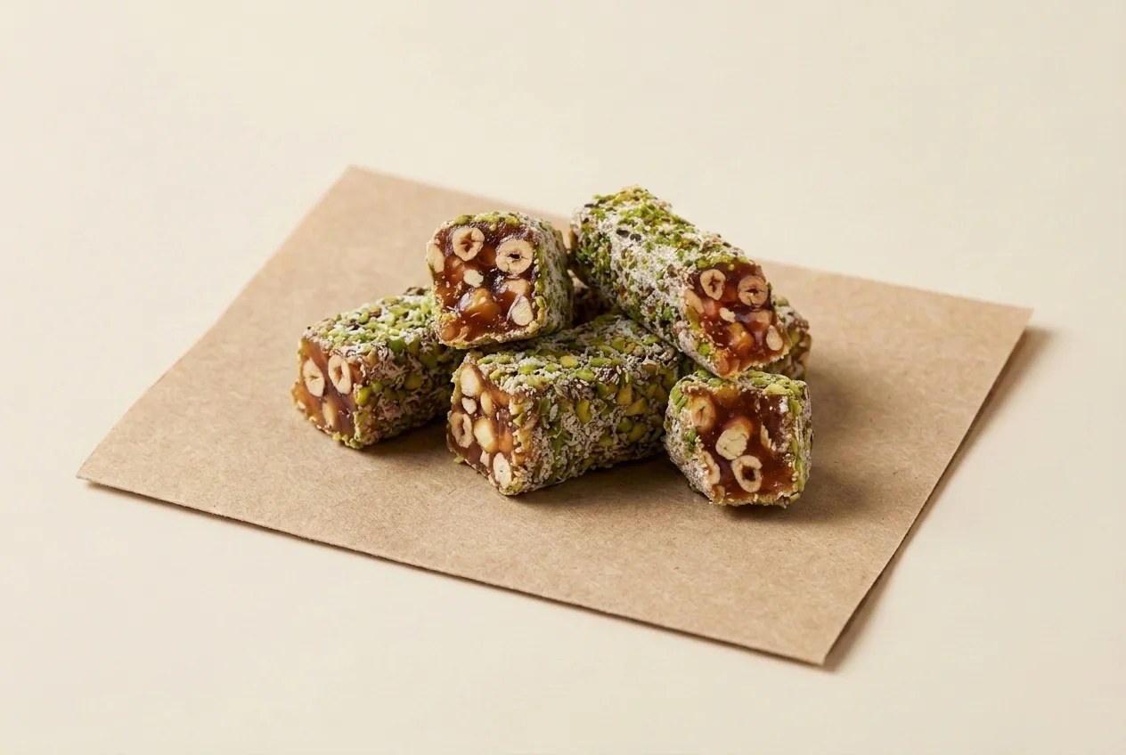 Coconut and pistachio-grain coated orange and hazelnut royal lokum — Turkish Manufacturer_2