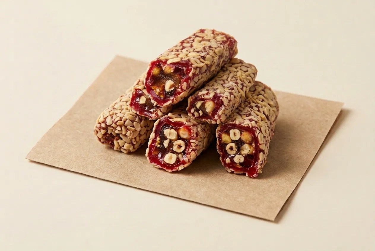 Slivered-hazelnut coated pomegranate and hazelnut Aleppo-style lokum — Turkish Manufacturer_2