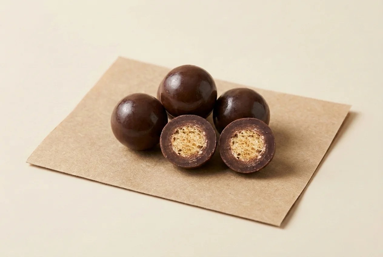 Puffed-rice dragée with popping candy, milk coating — Turkish Manufacturer_2