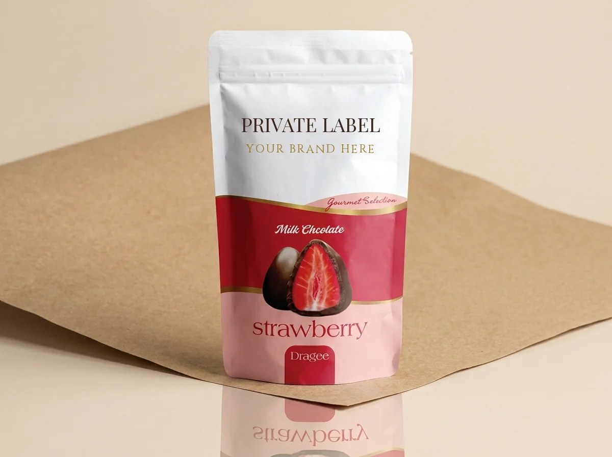 Freeze-dried strawberry, milk coating (80 g stand-up doypack, zip) dragée — Turkish Manufacturer_2
