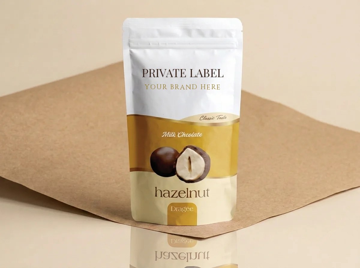 Milk-coated hazelnut (80 g stand-up doypack, zip) dragée — Turkish Manufacturer_2