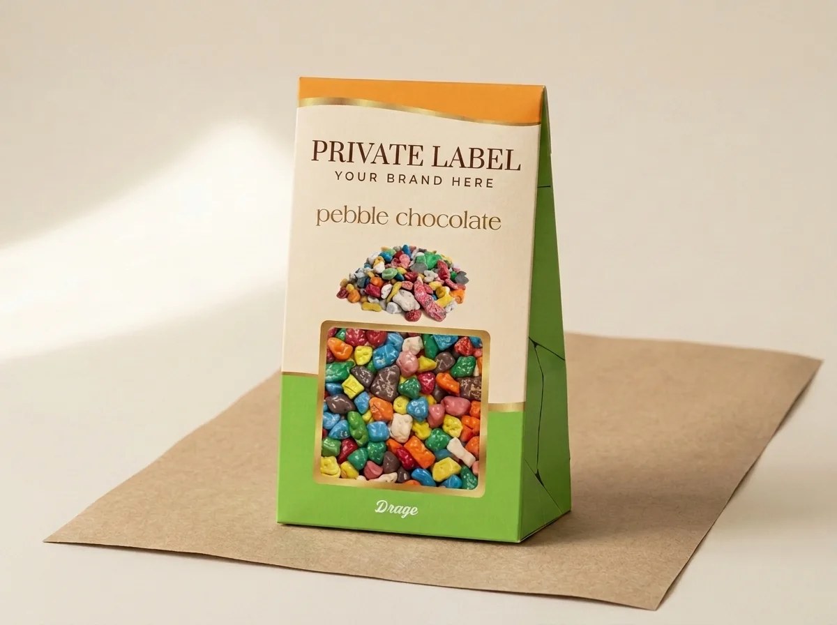 Pebble dragée (80 g pyramid box with window) — Turkish Manufacturer_2