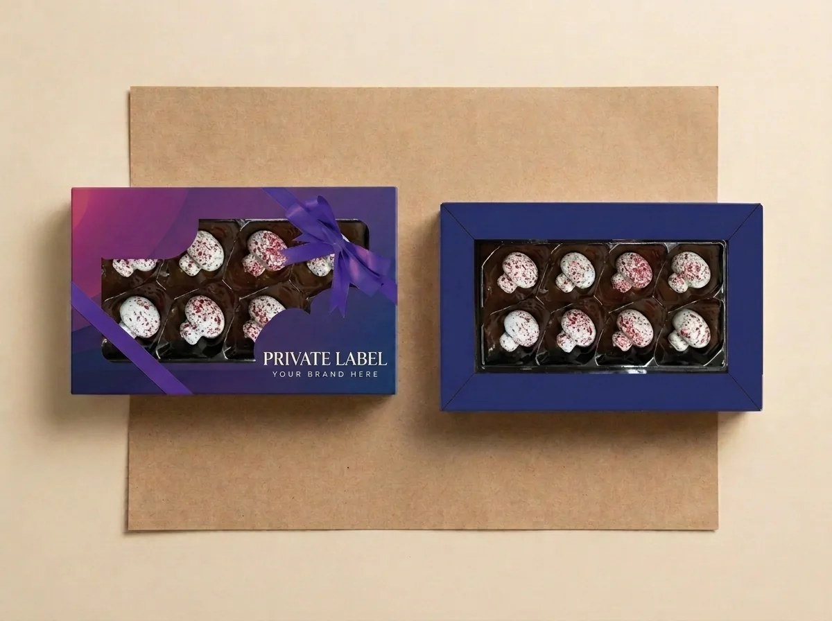 Sour-cherry-filled mushrooms, speckled (130 g gift box with window) dragée — Turkish Manufacturer_2