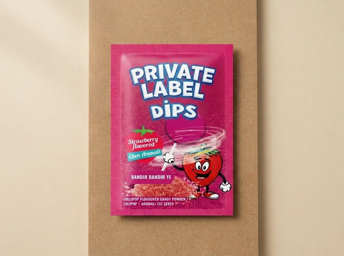 Lollipop with sour dipping powder, strawberry — Turkish Manufacturer_2