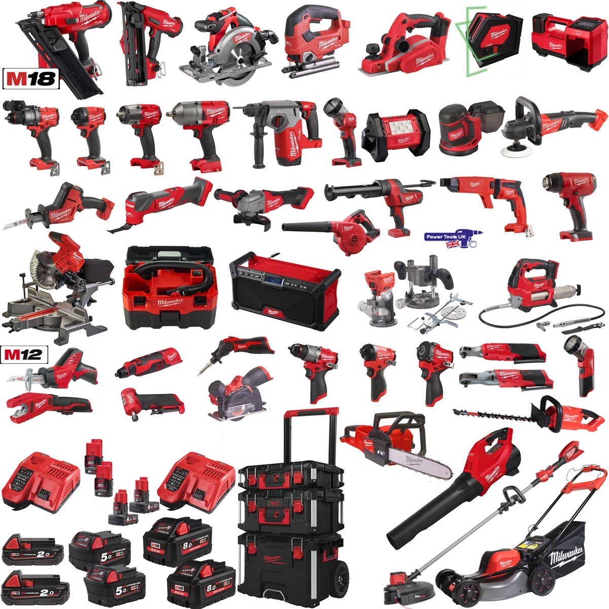 Milwaukee MILKIT45X Power Tool Kit 9 x M12 and M18 High Output Batteries 45pce_2