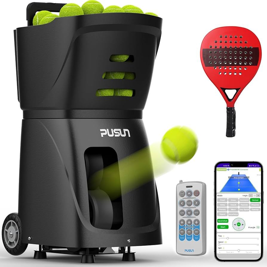 New 2024 High-End Remote Control Tennis Ball Shooting Machine for Sports Training with Racket_2