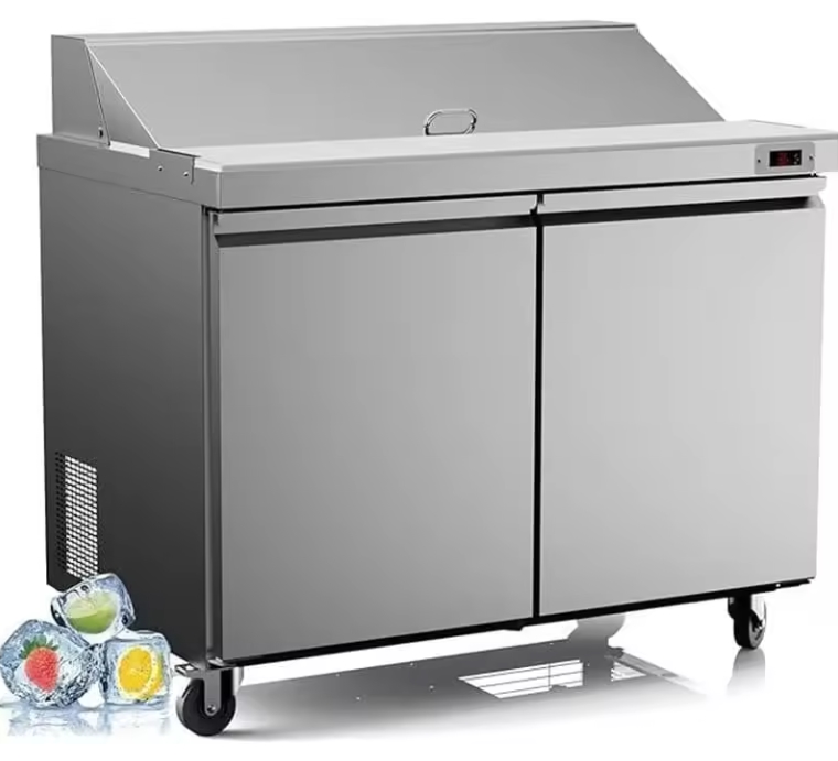 48 Commercial Sandwich Salad Prep Table Refrigerator – Stainless Steel, 12 Pans, Fan-Forced Cooling_2