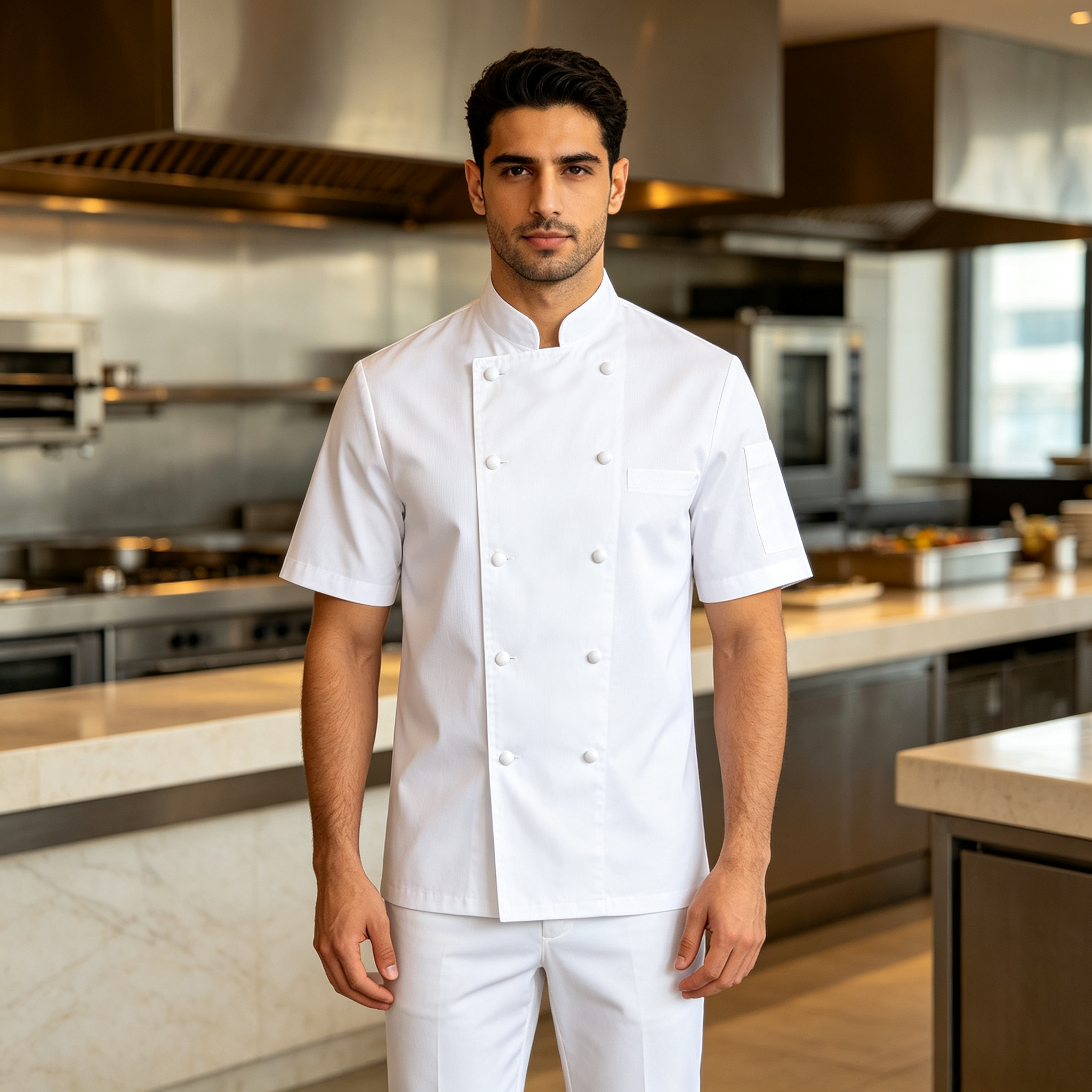 Men’s Khaki Chef Jacket – Professional Double Breasted Chef Coat for Bakery, Hotel & Restaurant Use