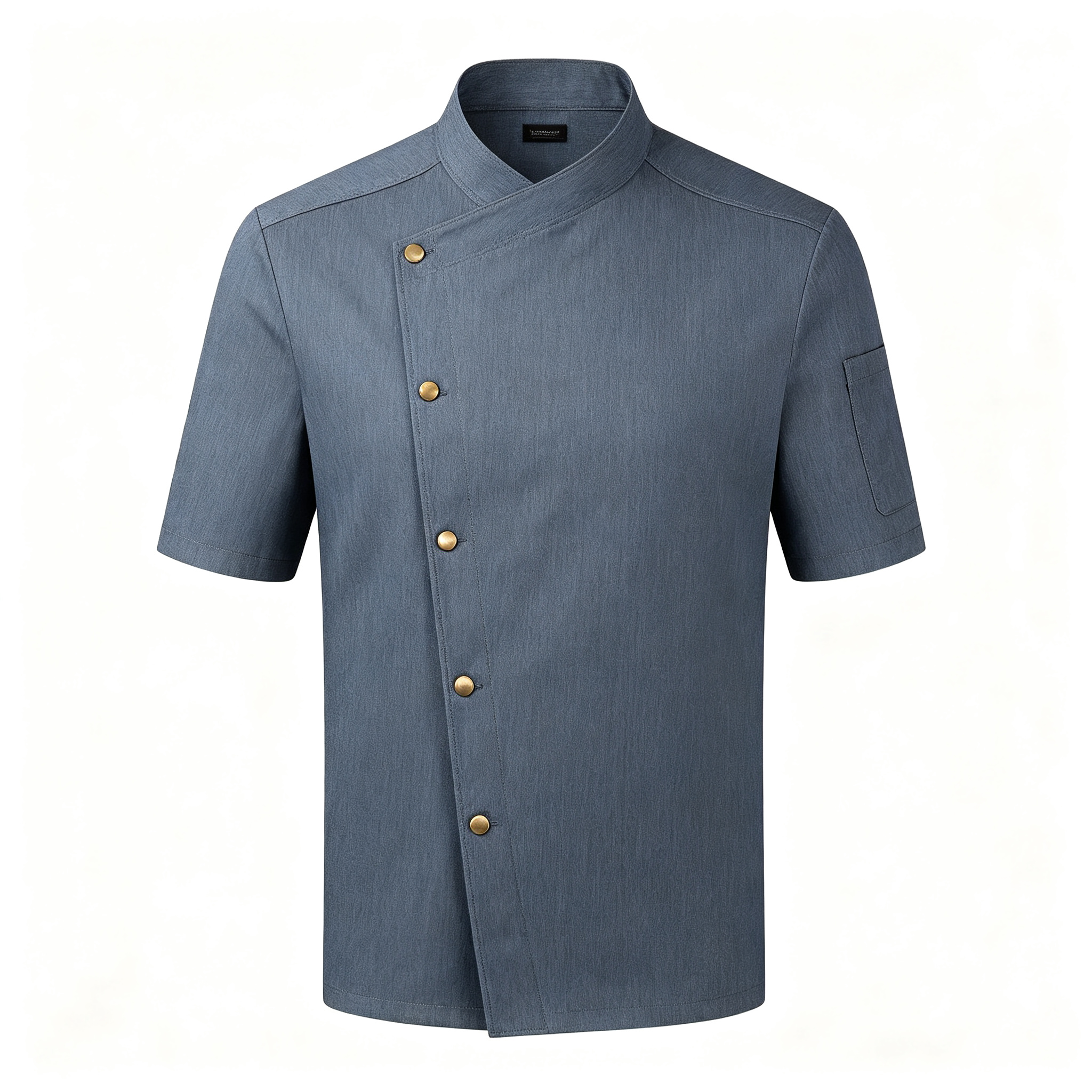 Long sleeve white chef jacket with contrast red piping Double breasted white buttons for a classic clean look Stylish chest detail pocket for added personality Full sleeves for arm protection in busy kitchens Smooth durable fabric for daily professional wear Plain back for a neat consistent uniform appearance Ideal for hotel kitchens, restaurants and catering teams_3