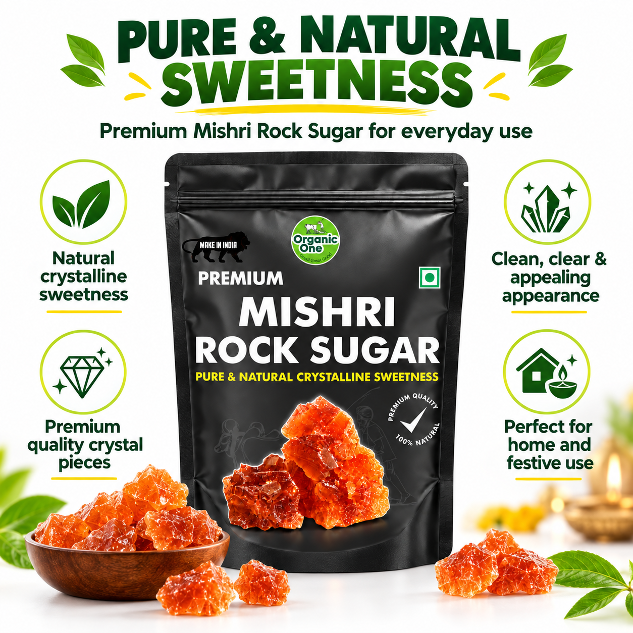 Organic One Rock Sugar | Crystal Mishri | Kallusakkare | Red 450 G- Pure Natural Sweetness For Health & Taste | kalsakkare_3