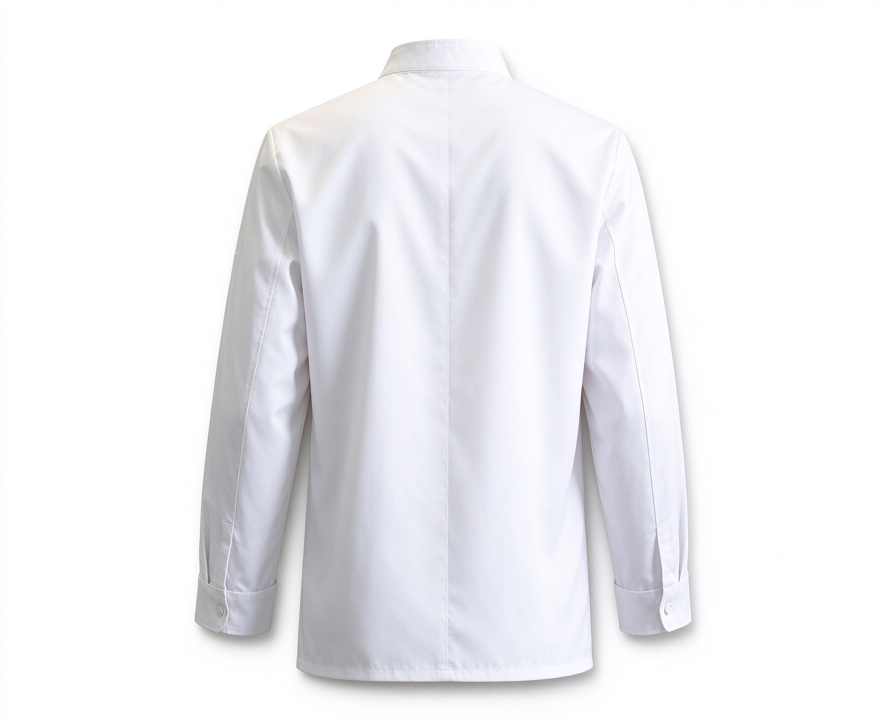 A smart and practical uniform option for male and female kitchen staff, this unisex chef jacket features a structured stand collar, dual button placket, subtle chest detail, refined cuff trim, and a comfortable straight fit. The bright white fabric presents a clean, hygienic look, while the classic design makes it suitable for restaurant kitchens, hotels, resorts, catering services, and professional chef teams._6