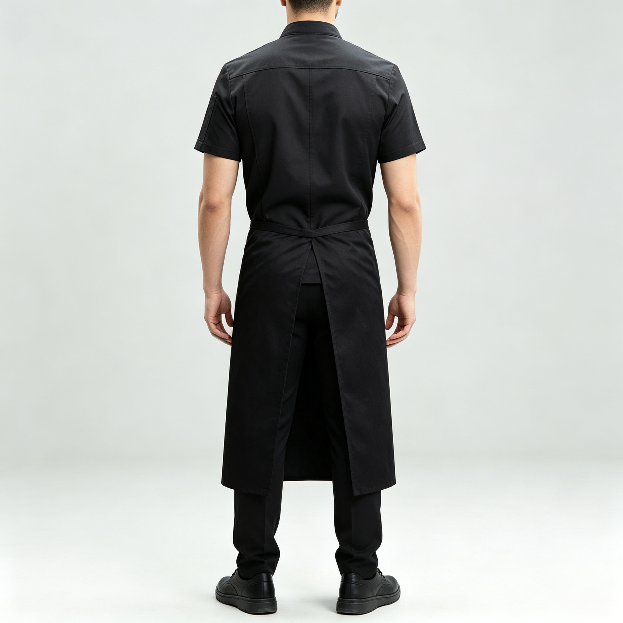 Men’s Black Short-Sleeve Chef Jacket, Breathable Stretch Cotton Kitchen Coat with Back Mesh Vent for Hotel Restaurant Staff_8