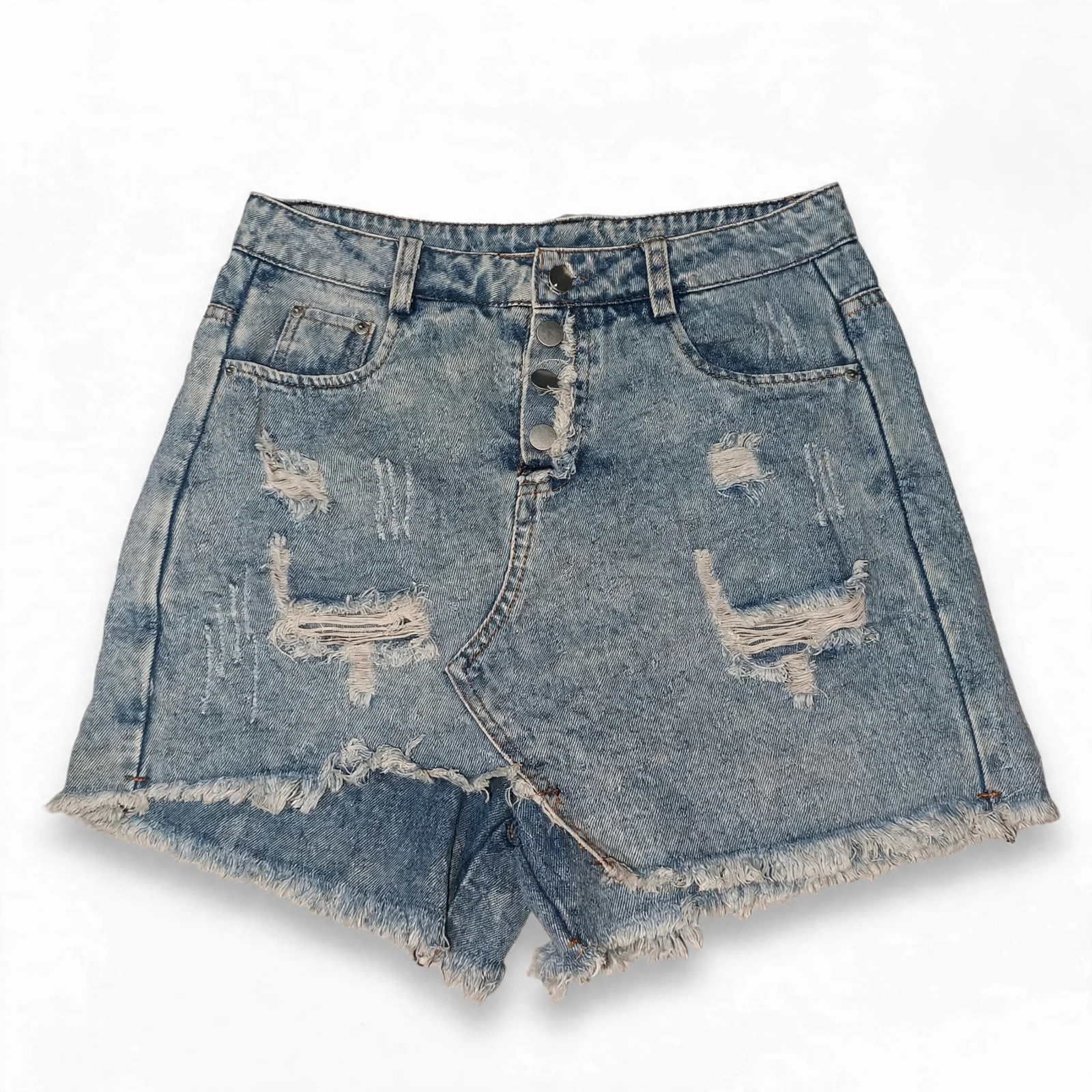 Ladies' Light-Wash Distressed Denim Shorts_2