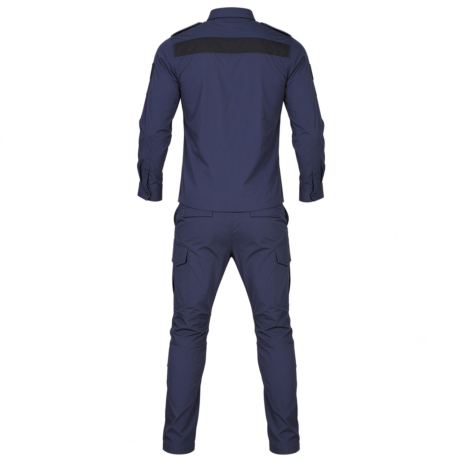 Men’s Black Long Sleeve Security Uniform Set with Stand Collar, Multi-Pocket Chest, UAE Style Badges and Work Pants – Professional Security Wear for UAE Hospitals, Malls, Offices and Events_9