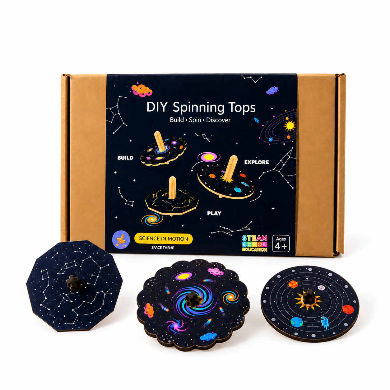 AdventionWiz DIY Spinning Tops STEM Educational Toy Kit for Kids_3