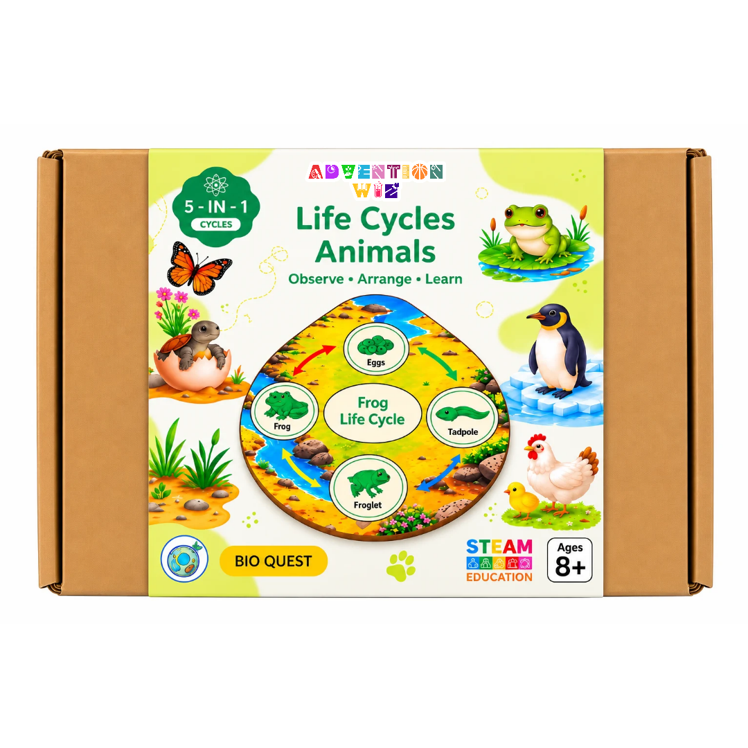 AdventionWiz 5-in-1 Animal Life Cycle STEM Educational Toy Kit for Kids_2