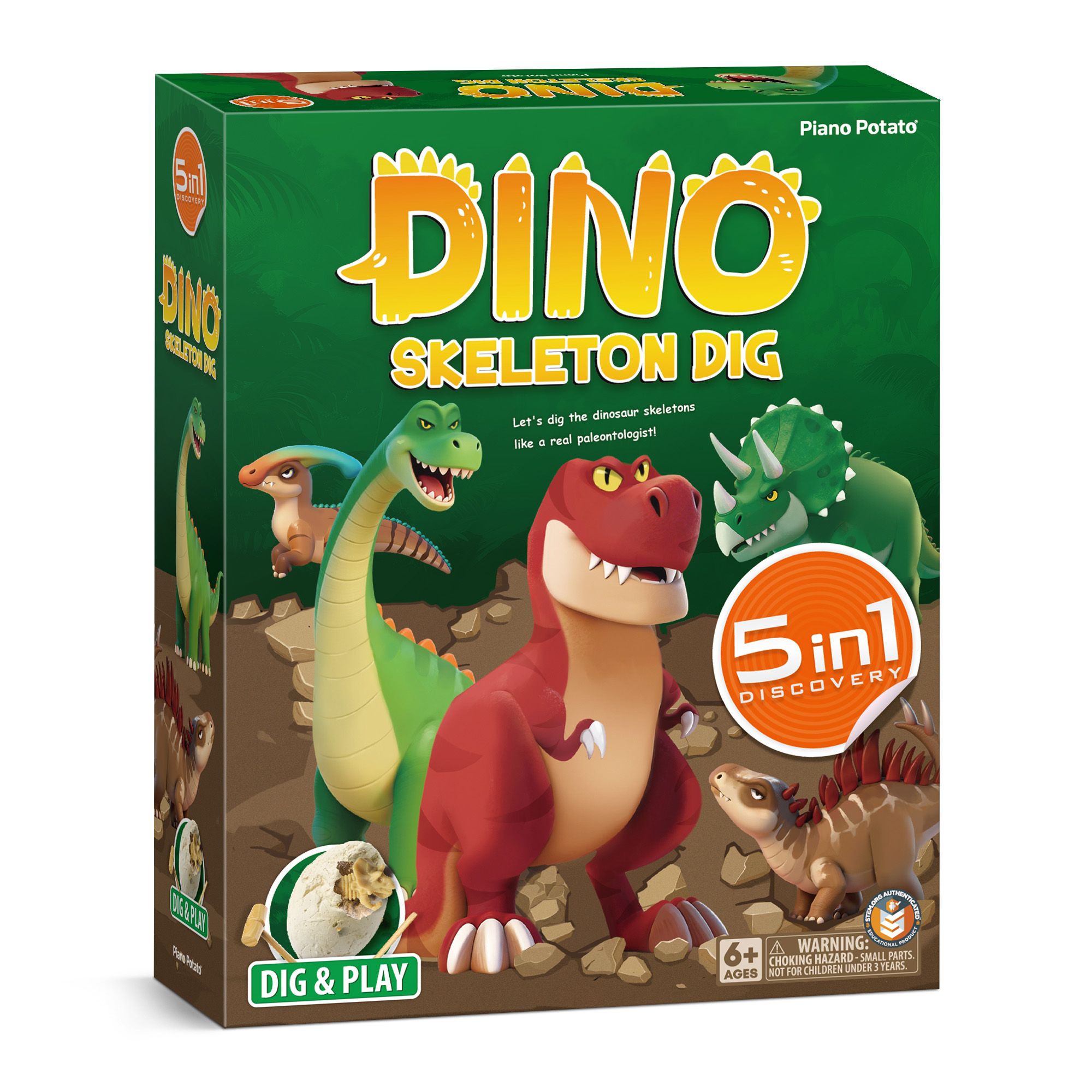 Piano Potato 5-in-1 Dinosaur Skeleton Dig Kit_2