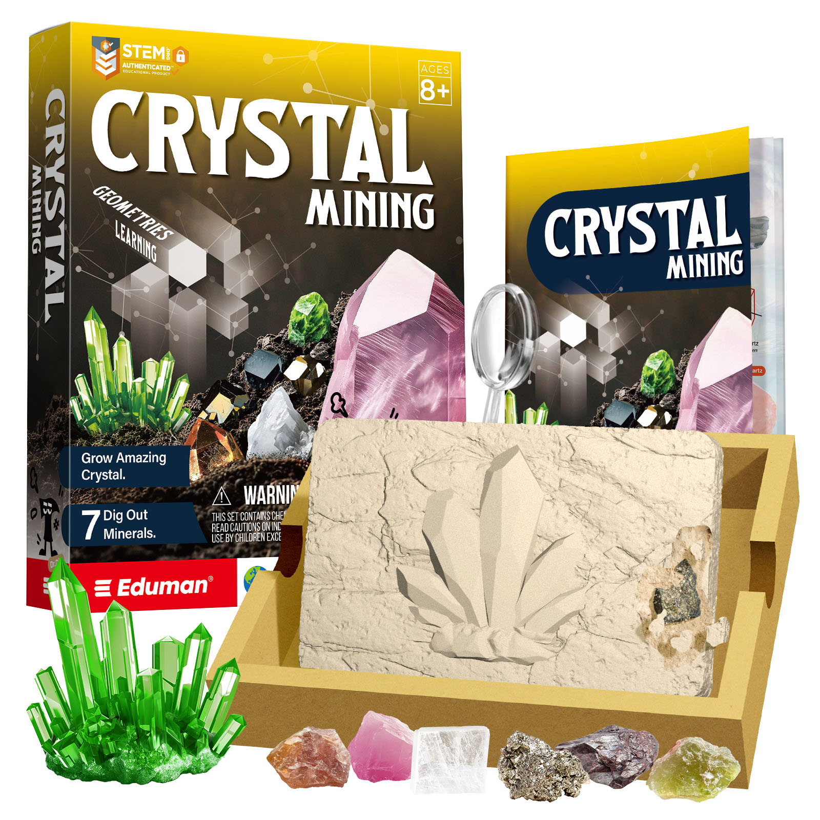 Eduman Crystal Mining STEM Dig Kit 7 Minerals_2