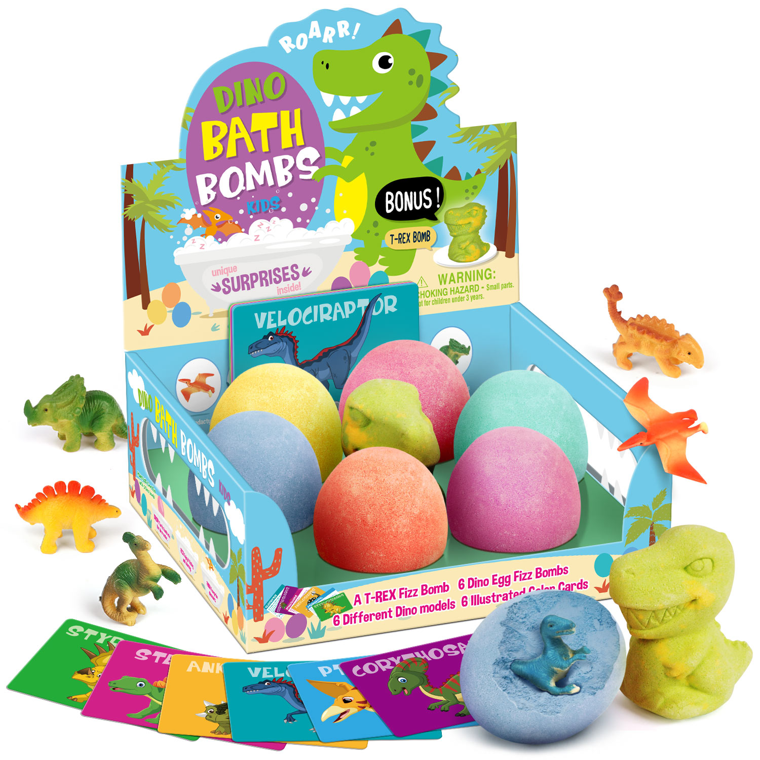 Piano Potato Dino Bath Bombs 6 Egg Fizz Bombs and T Rex Bonus_2