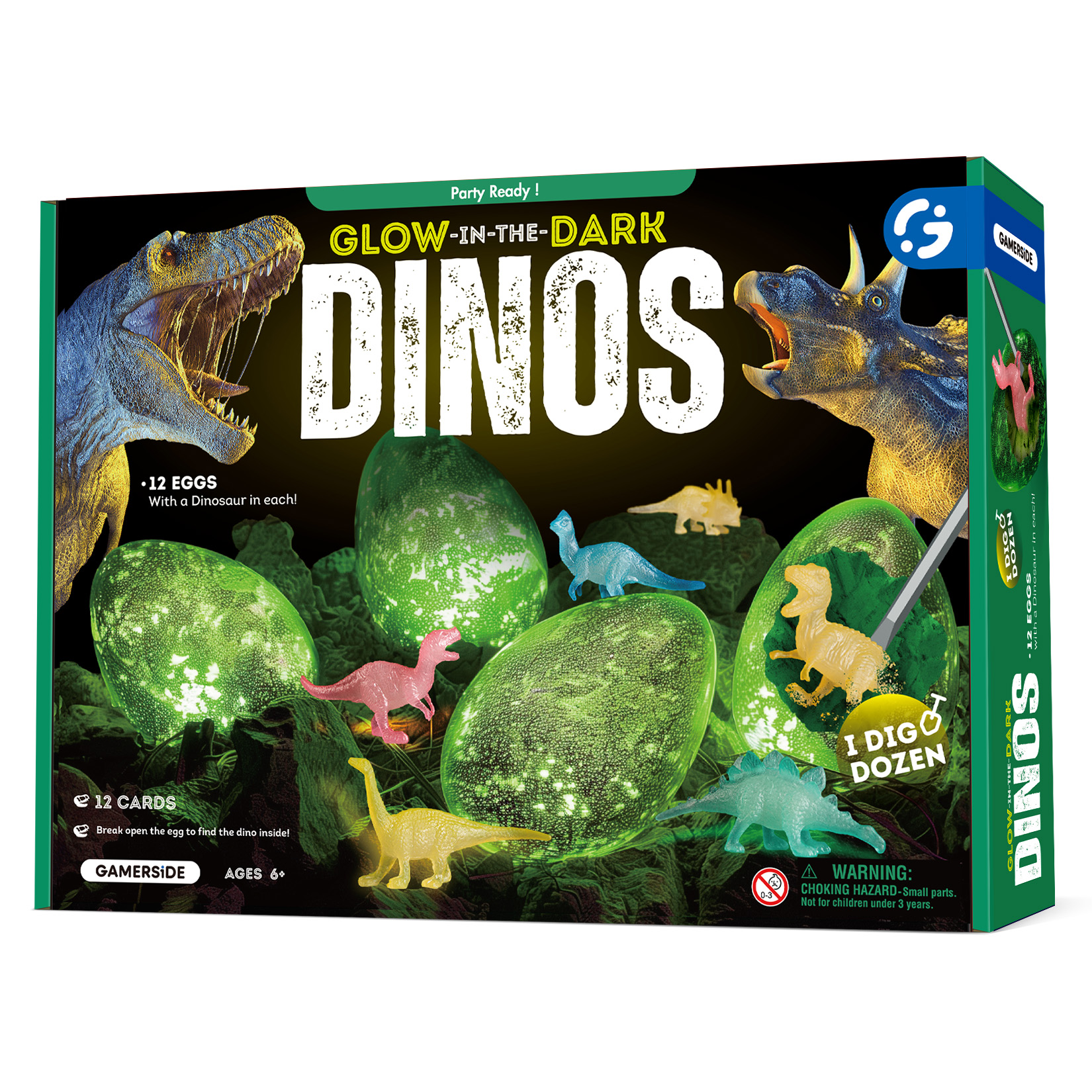 Gamerside Glow in the Dark Dinosaur Dig Kit 12 Eggs_2