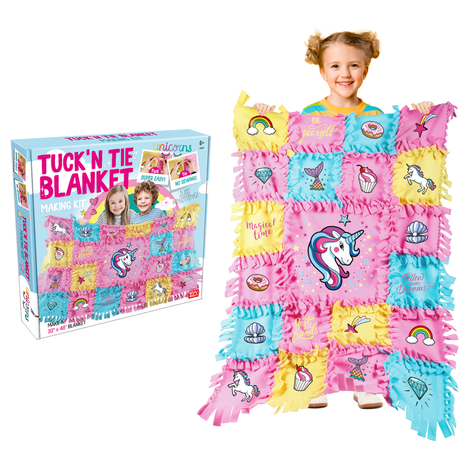 Piano Potato Unicorn No-Sew Tuck and Tie Blanket Kit_2