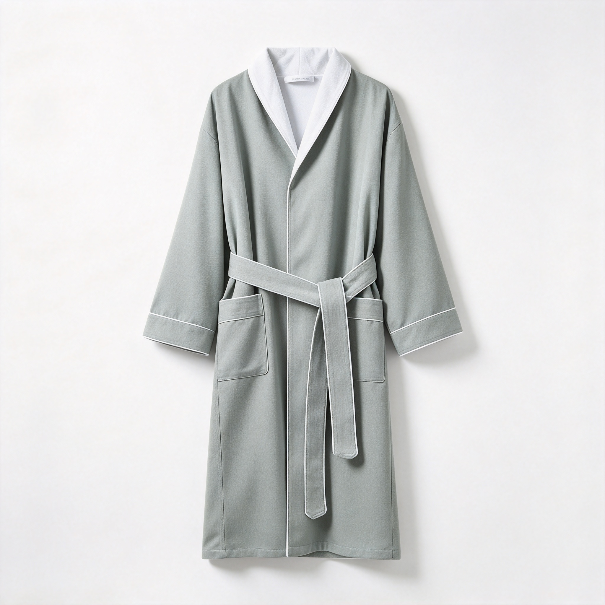 Mixed Gender Luxury Bathrobe – White Collar & Trim Hotel Style Bathrobe for Couples and Teams Soft Long Bathrobe with Belted Waist and Pockets Gray, Mint & Pink Couple Bathrobe Set Premium Spa Bathrobe for Men and Women_6
