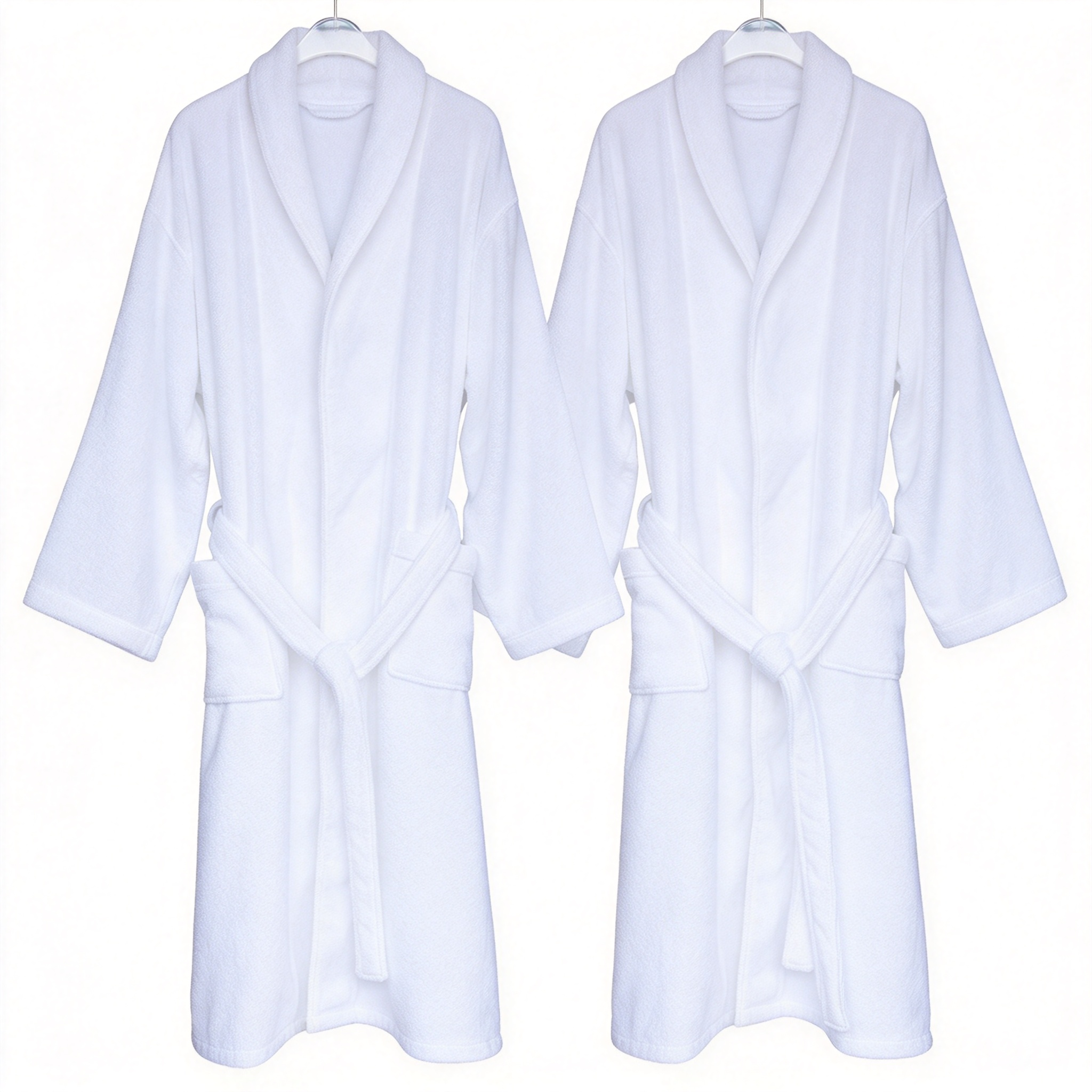 Luxury Towel Bathrobe for Men and Women White Hotel Spa Bathrobe with Gold Trim Soft Absorbent Couple Bathrobe with Belt and Pockets Premium Bathrobe for Hotel, Resort & Spa Use Mixed Gender Bathrobe in Gold Trim & Clean Trim_5