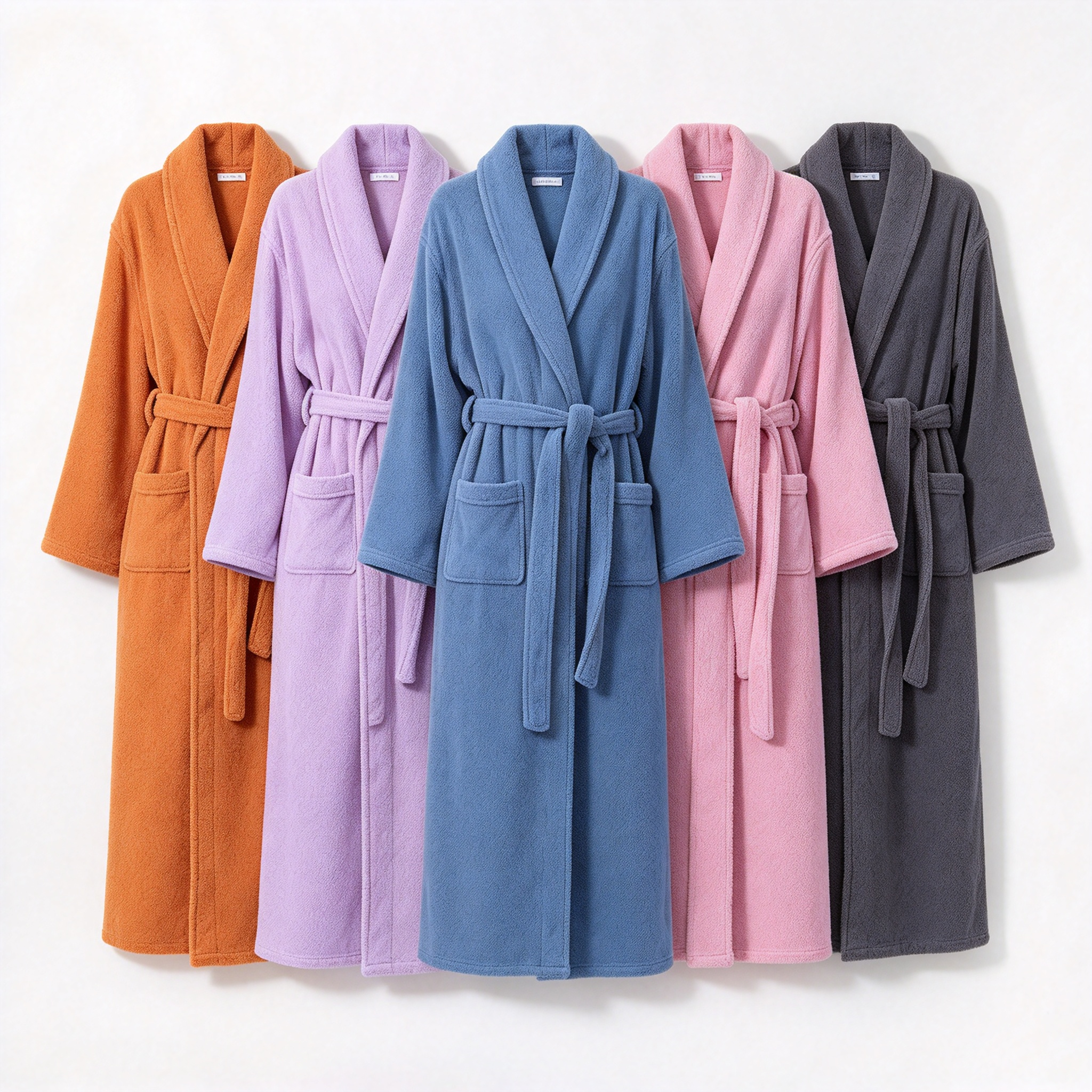 Long Length Mixed Gender Bathrobe – Soft Towel Fabric Hotel Spa Bathrobe for Men and Women with Belt & Pockets Premium Couple Bathrobe in 5 Colors Soft Cozy Bathrobe for Hotel, Resort & Home Use Full Length Towel Bathrobe with Adjustable Belt_2