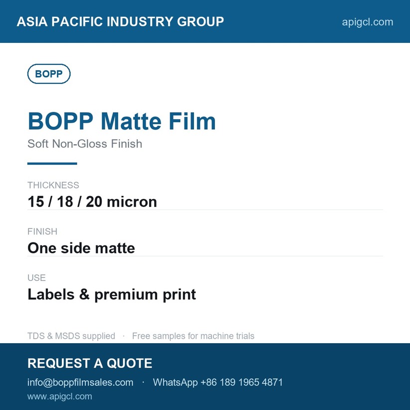 BOPP Matte Film 18 Micron Matte White Matte Surface On One Side_2
