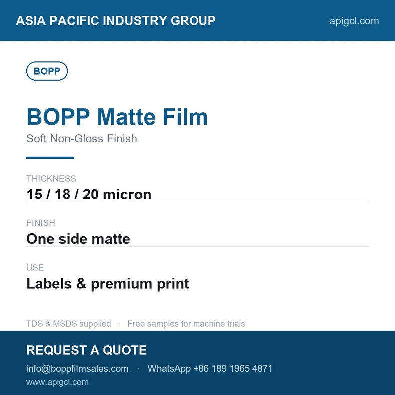 BOPP Matte Film 35 Micron Matte White Matte Surface On One Side_2
