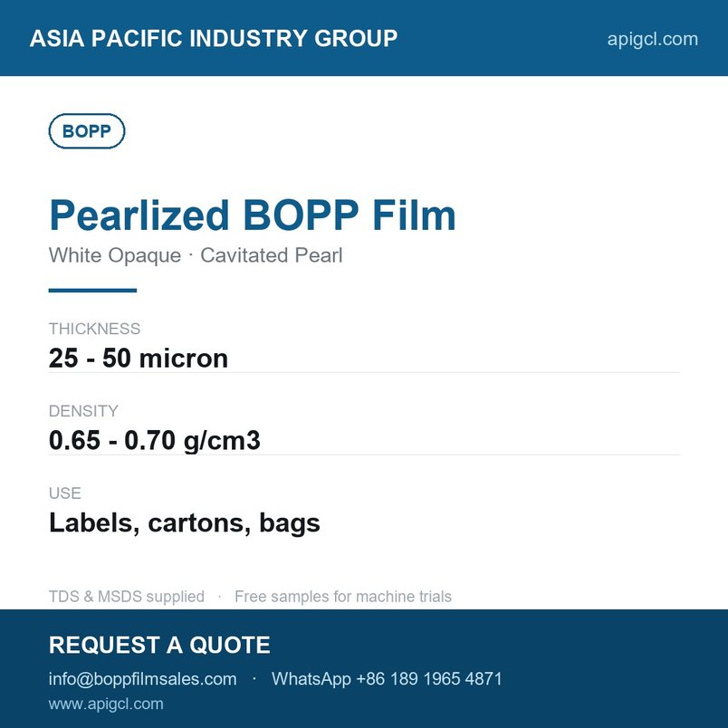 BOPP Pearlized Film 25 Micron Pearl White Pearlized Cavitated Core_2