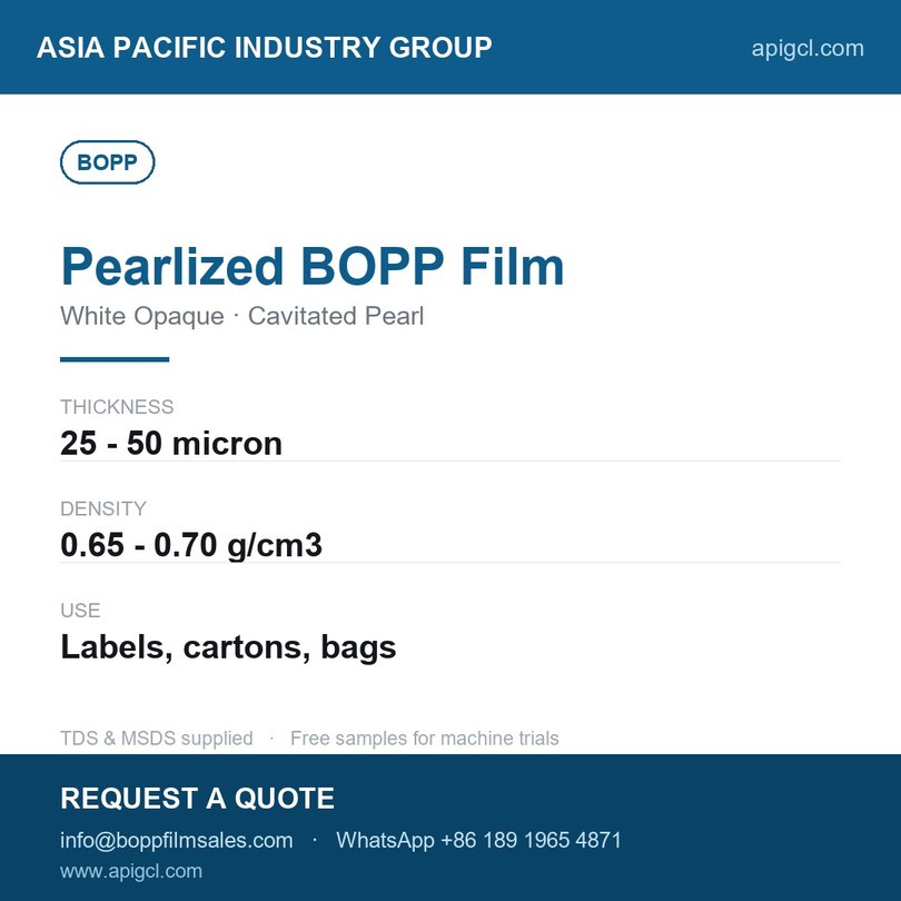 BOPP Pearlized Film 30 Micron Pearl White Pearlized Cavitated Core_2
