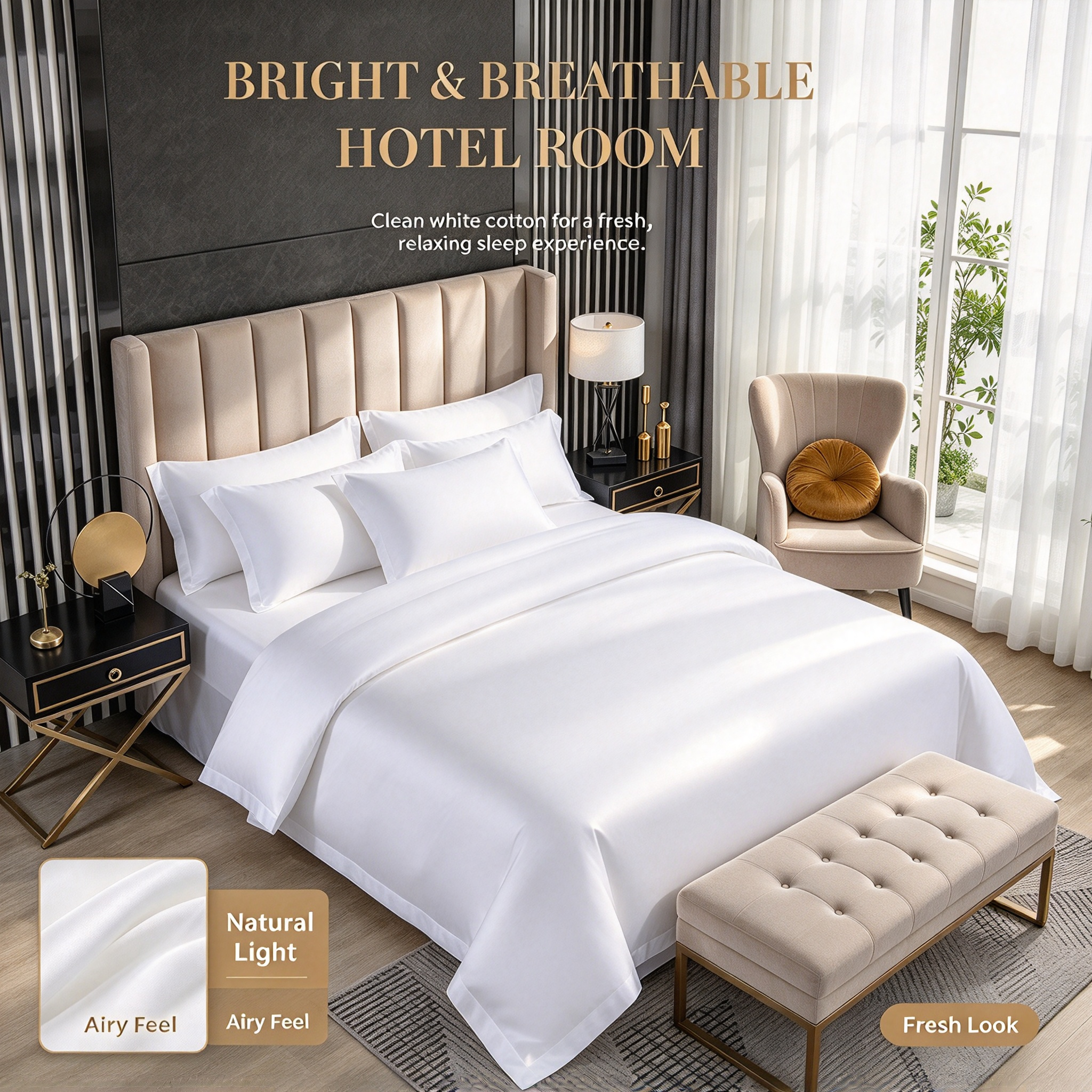80×80 Pure Cotton Hotel Quilt Set White Sateen Bedding Set with Duvet Cover & Sheet High Thread Count Cotton Bed Linen Set Luxury Hotel White Bedding for Bedroom Soft Breathable Cotton Sateen Four-Piece Set_5